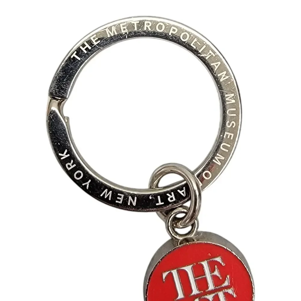 The Met Metropolitan Museum Art New York Red Enamel Logo Keychain Key Ring